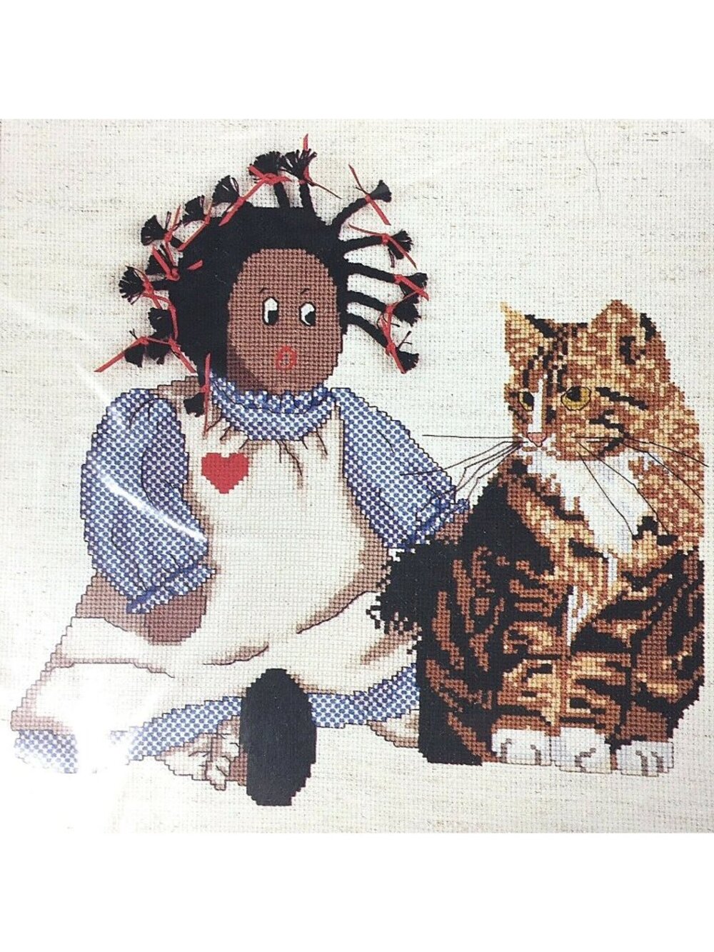 Dale Burdett cross stitch "Friends ? " Kit 670 16 x 16" Cat & Doll